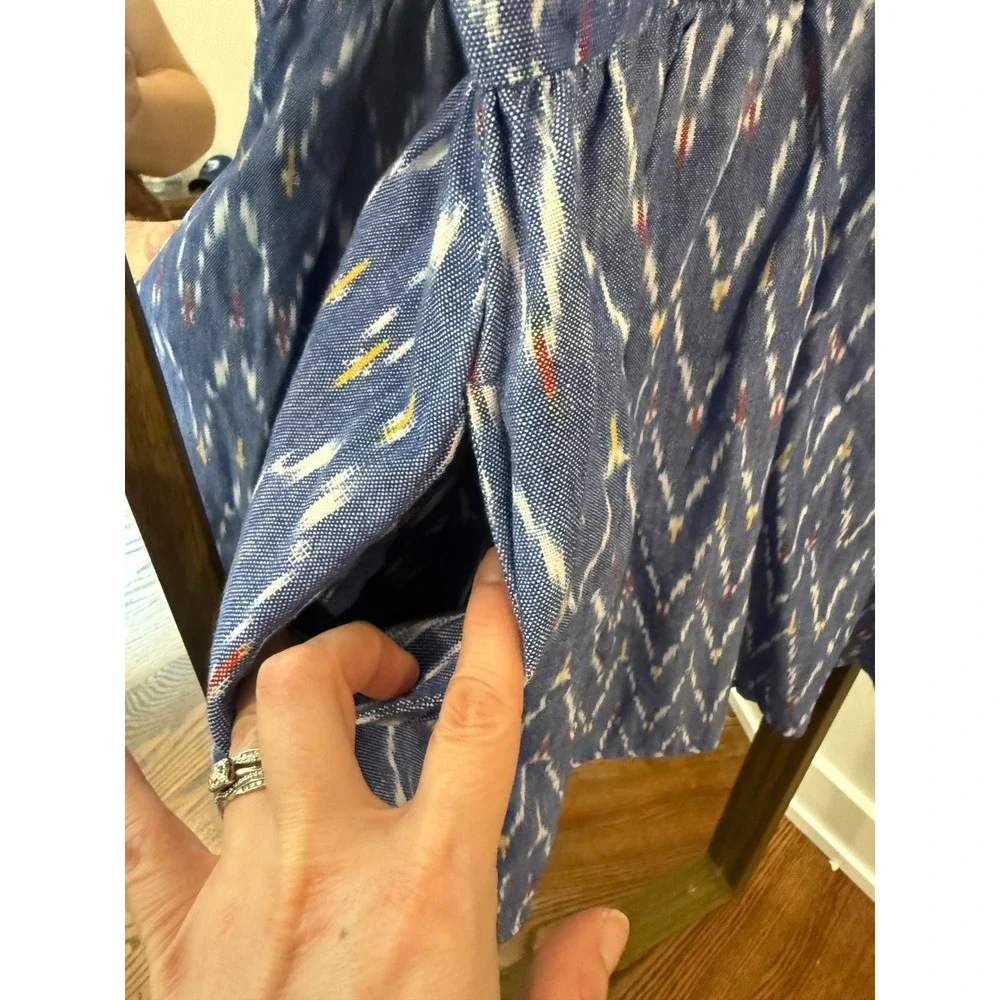 Mata Traders Womens Blue Ikat Cotton Fit and Flare Dress Short Sleeve Pockets M - Picture 3 of 6